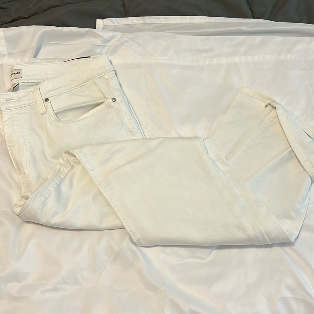 Crosby and Howard. White denim